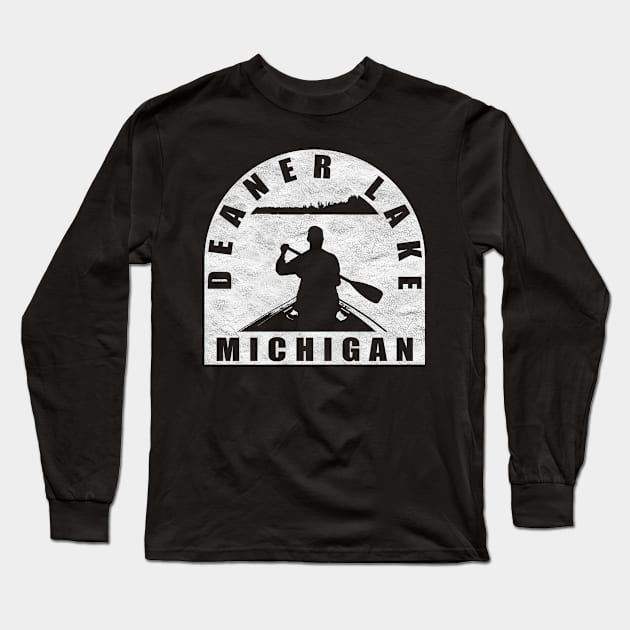 Deaner Lake Canoeing Michigan Long Sleeve T-Shirt by BirdsEyeWorks